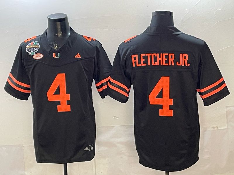 Men 2026 Miami Hurricanes #4 Fletcher jr Black 3th generations Limited NCAA Jersey 0015